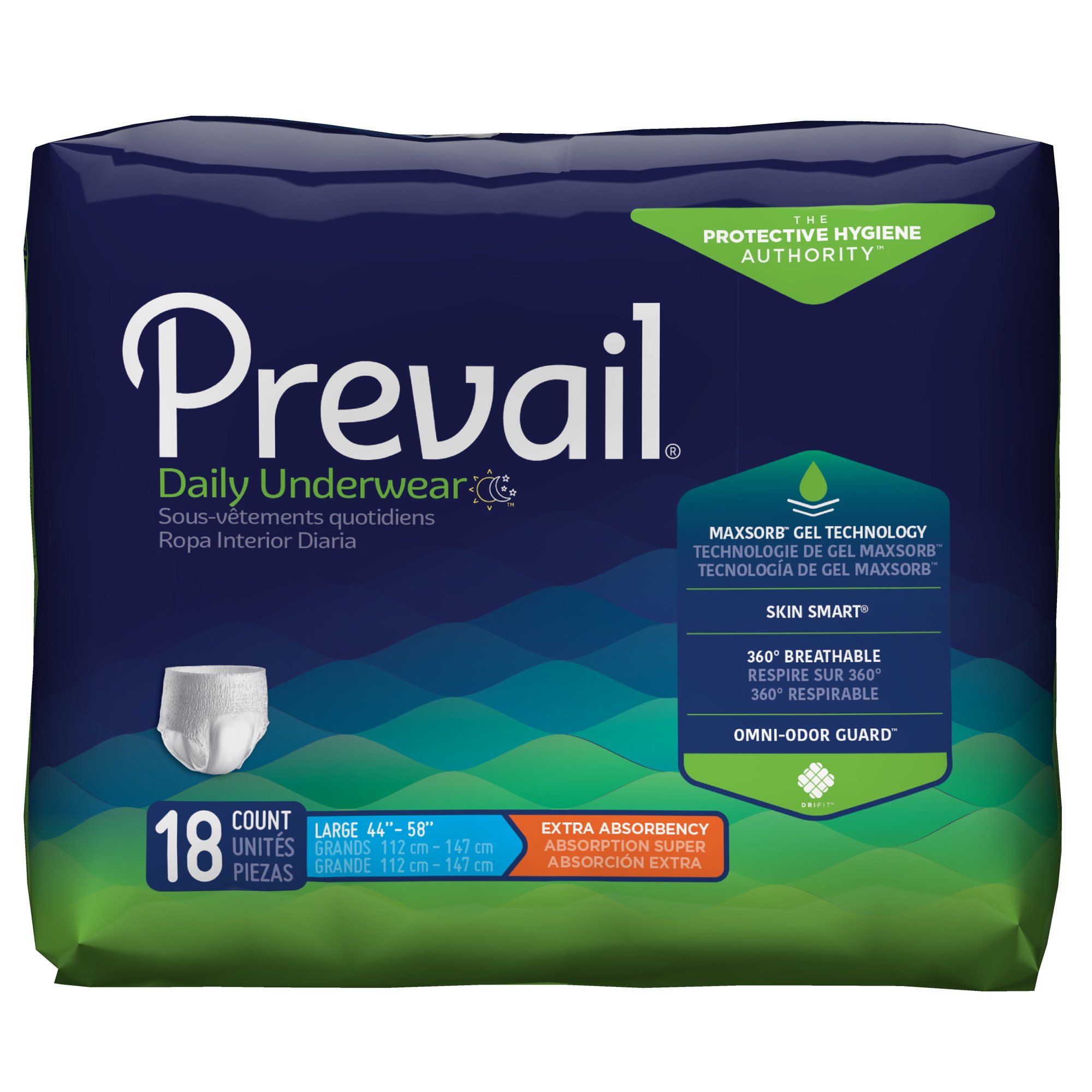 Prevail Daily Underwear Extra Absorbent Underwear, Large