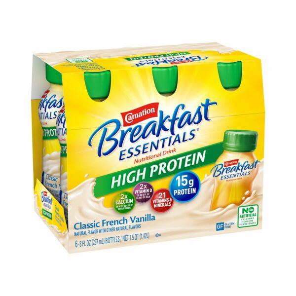 Carnation Breakfast Essentials High Protein Vanilla Oral Supplement, 8 oz. Bottle, 6 per Pack