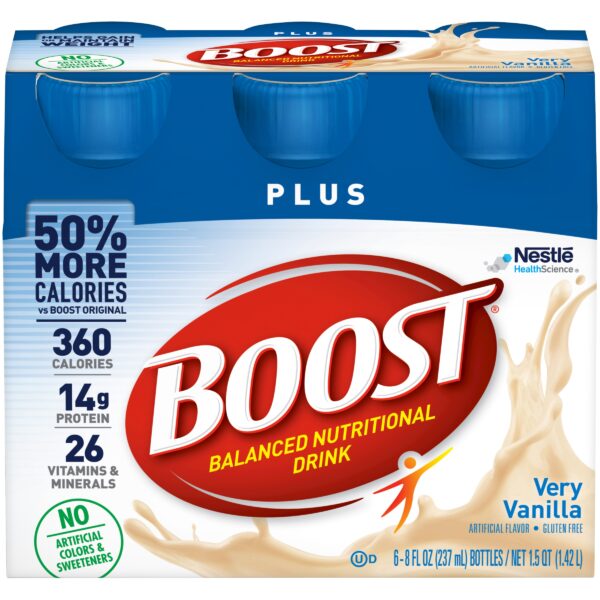 Boost Plus Vanilla Oral Supplement, 8 oz. Bottle, 6 per Pack, 4 Packs per Case