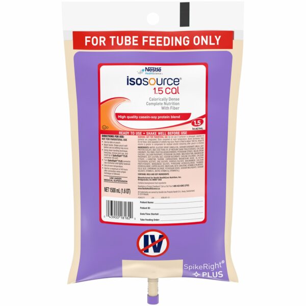 Isosource 1.5 Cal Ready to Hang Tube Feeding Formula, 50.7 oz. Bag