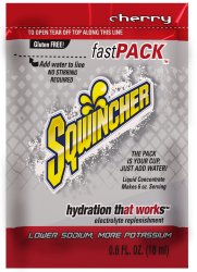 Sqwincher Fast Pack Cherry Electrolyte Replenishment Drink Mix, 6 oz. Individual Packet