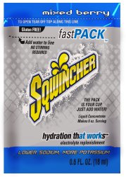 Sqwincher Fast Pack Mixed Berry Electrolyte Replenishment Drink Mix, 6 oz. Individual Packet