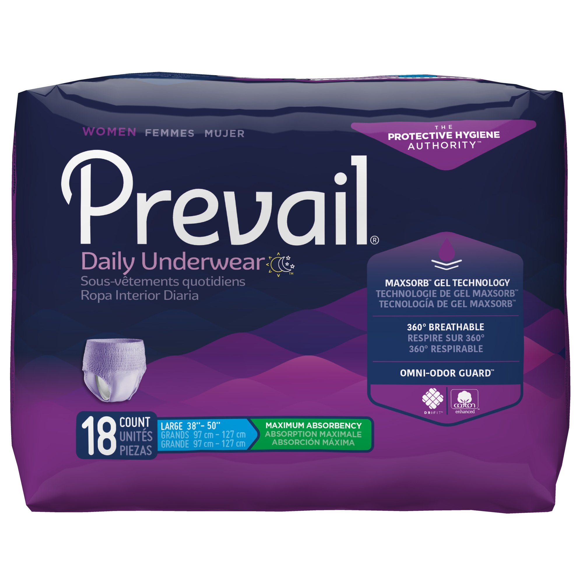 Prevail For Women Daily Underwear Maximum Absorbent Underwear, Large