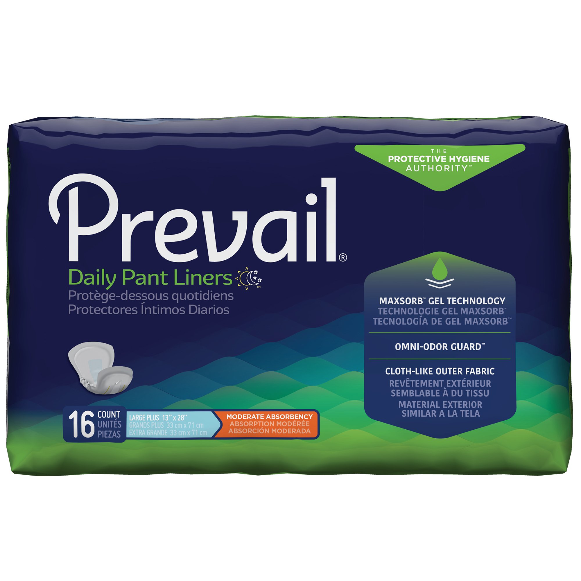 Prevail Daily Pant Liners Moderate Absorbency Incontinence Liner, 28-Inch Length