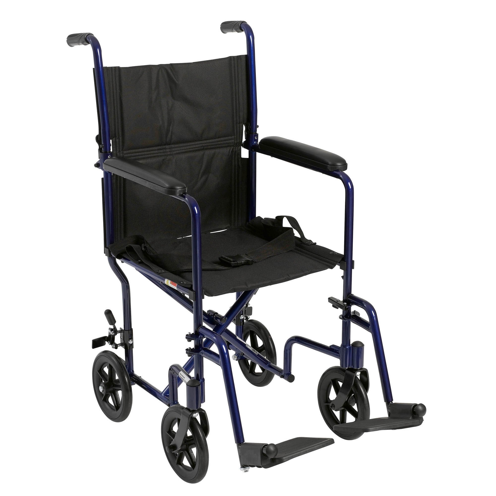 McKesson Lightweight Transport Chair, Black with Blue Finish