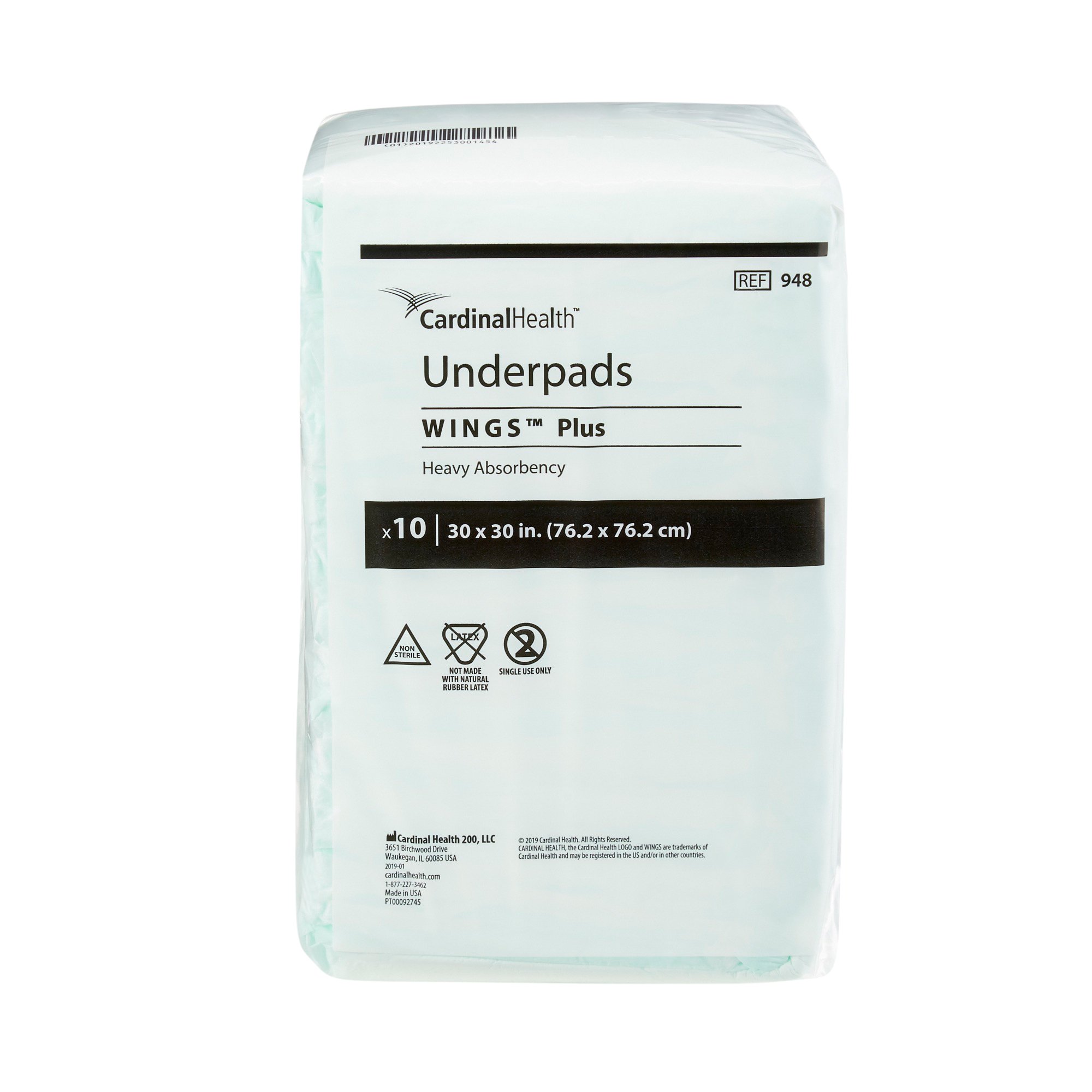 Wings Plus Heavy Absorbency Underpad, 30 x 30 Inch