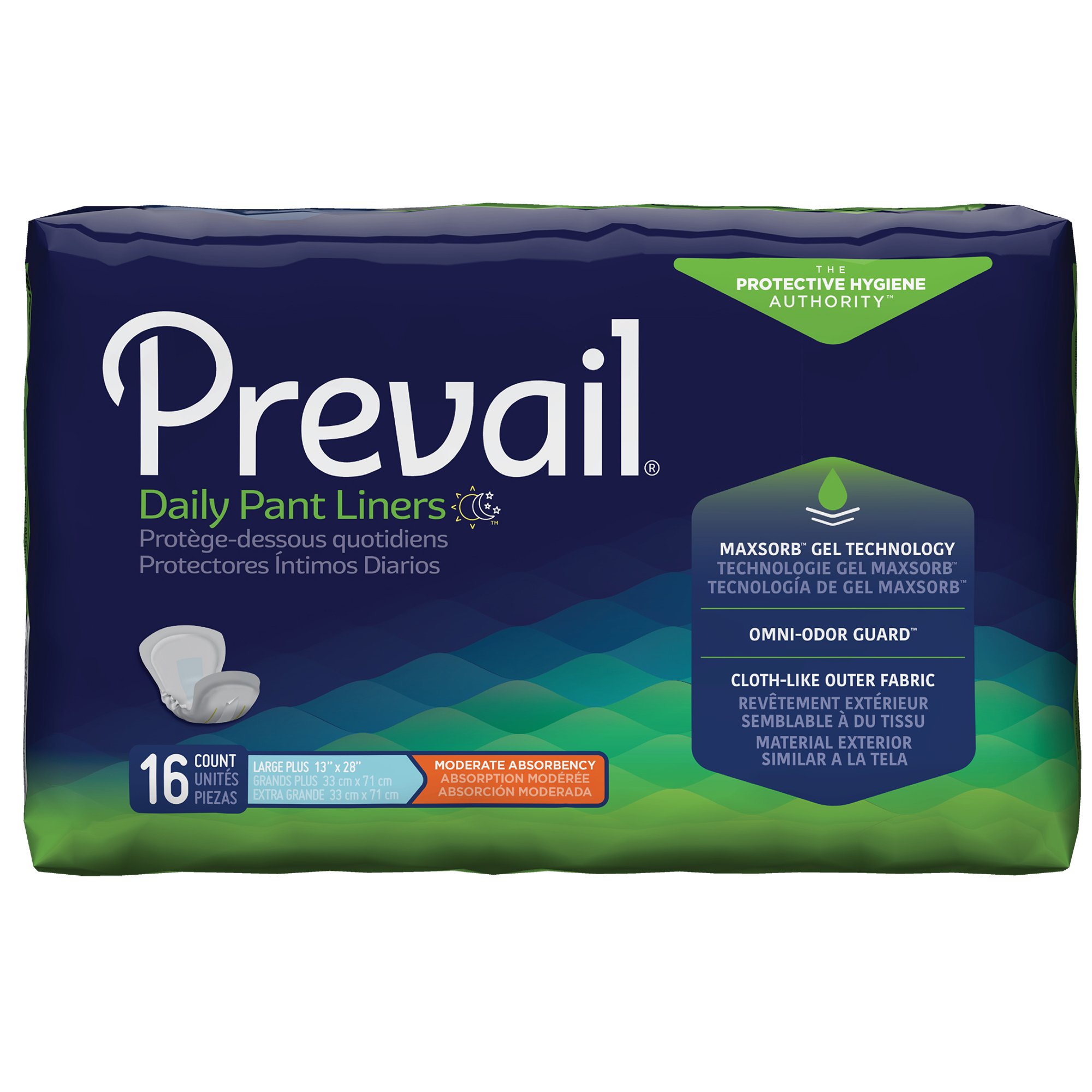 Prevail Daily Pant Liners Moderate Absorbency Bladder Control Pad, 28-Inch Length