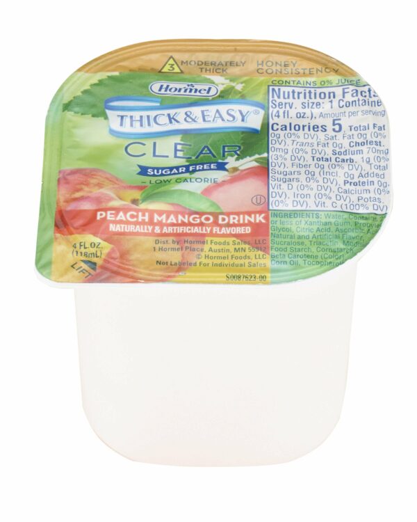 Thick & Easy Clear Honey Consistency Sugar-Free Peach Mango Thickened Beverage, 4 oz. Cup