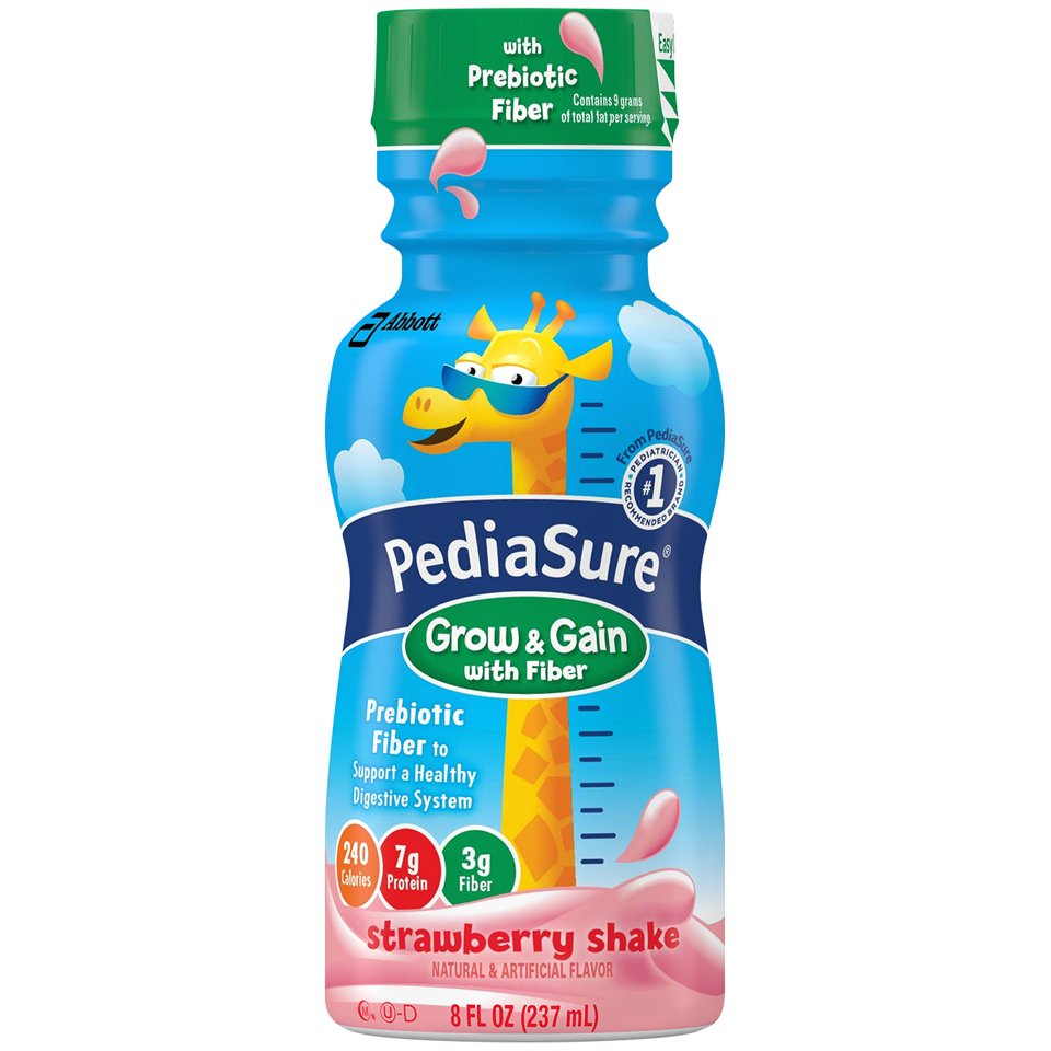 PediaSure Grow & Gain with Fiber Strawberry Pediatric Oral Supplement, 8 oz. Bottle