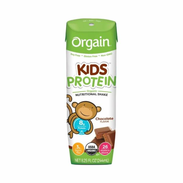 Orgain Kids Protein Organic Nutritional Shake Chocolate Pediatric Oral Supplement, 8.25 oz. Carton