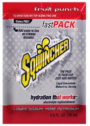 Sqwincher Fast Pack Fruit Punch Electrolyte Replenishment Drink Mix, 6 oz. Individual Packet