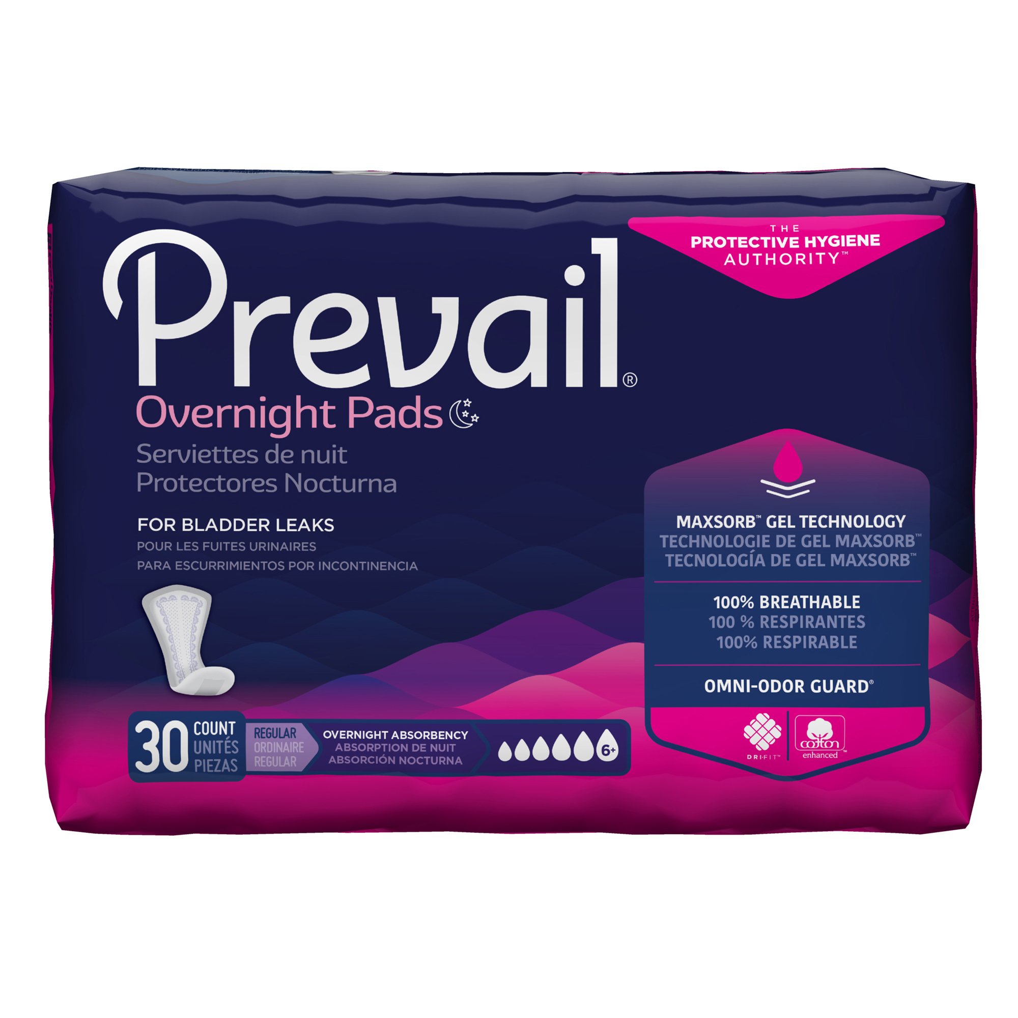 Prevail Daily Pads Overnight Bladder Control Pad, 16-Inch Length