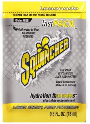 Sqwincher Fast Pack Lemonade Electrolyte Replenishment Drink Mix, 6 oz. Individual Packet