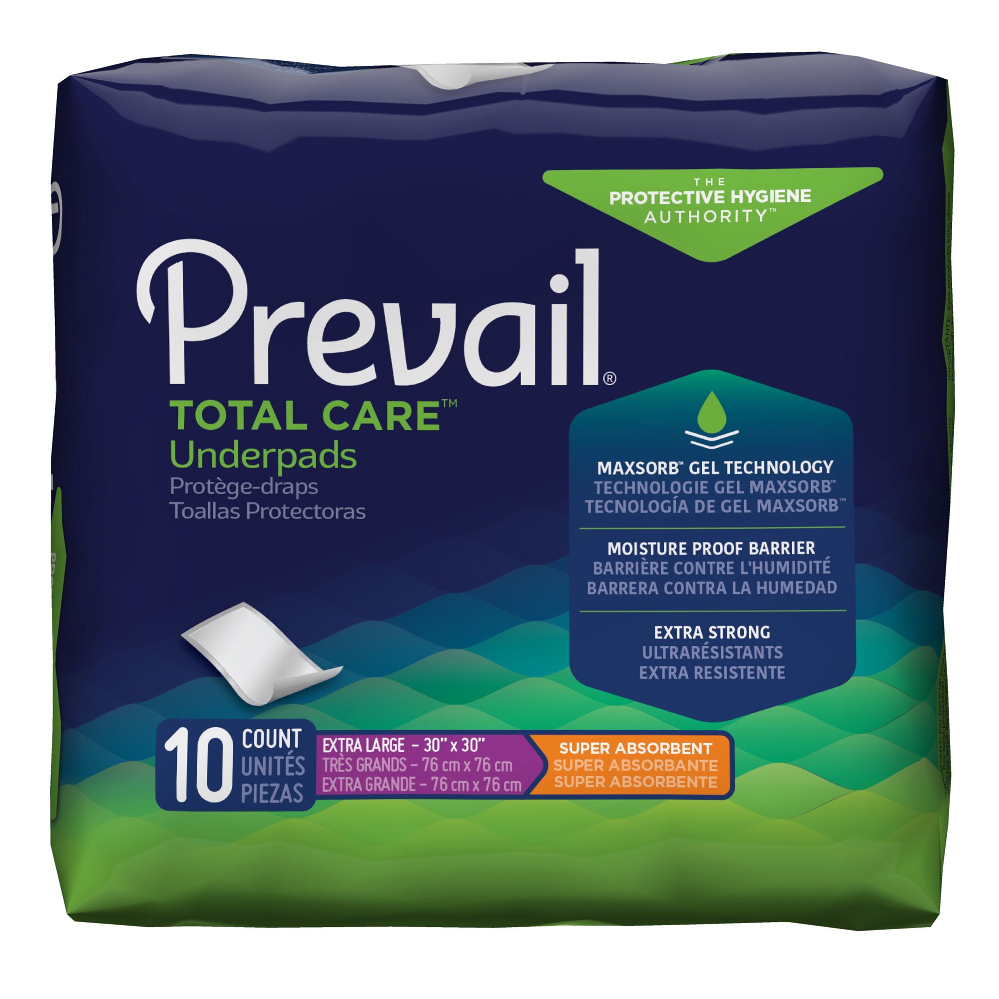 Prevail Total Care Super Absorbent Polymer Underpad, 30 x 30 Inch
