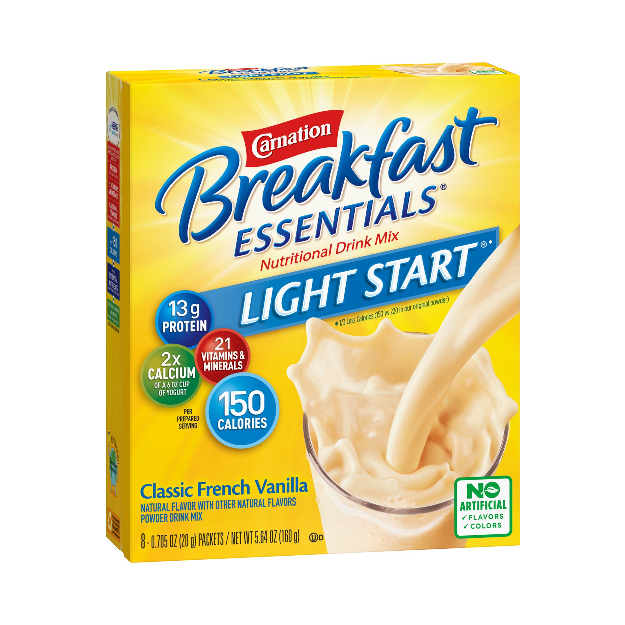 Carnation Breakfast Essentials No Sugar Added Vanilla Oral Supplement, 8 Packets per Box