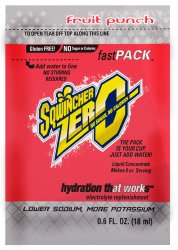 Sqwincher Fast Pack Zero Fruit Punch Electrolyte Replenishment Drink Mix, 6 oz. Individual Packet