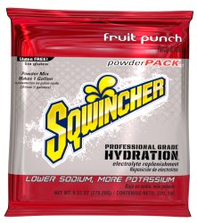 Sqwincher Powder Pack Fruit Punch Electrolyte Replenishment Drink Mix, 9.53 oz. Packet