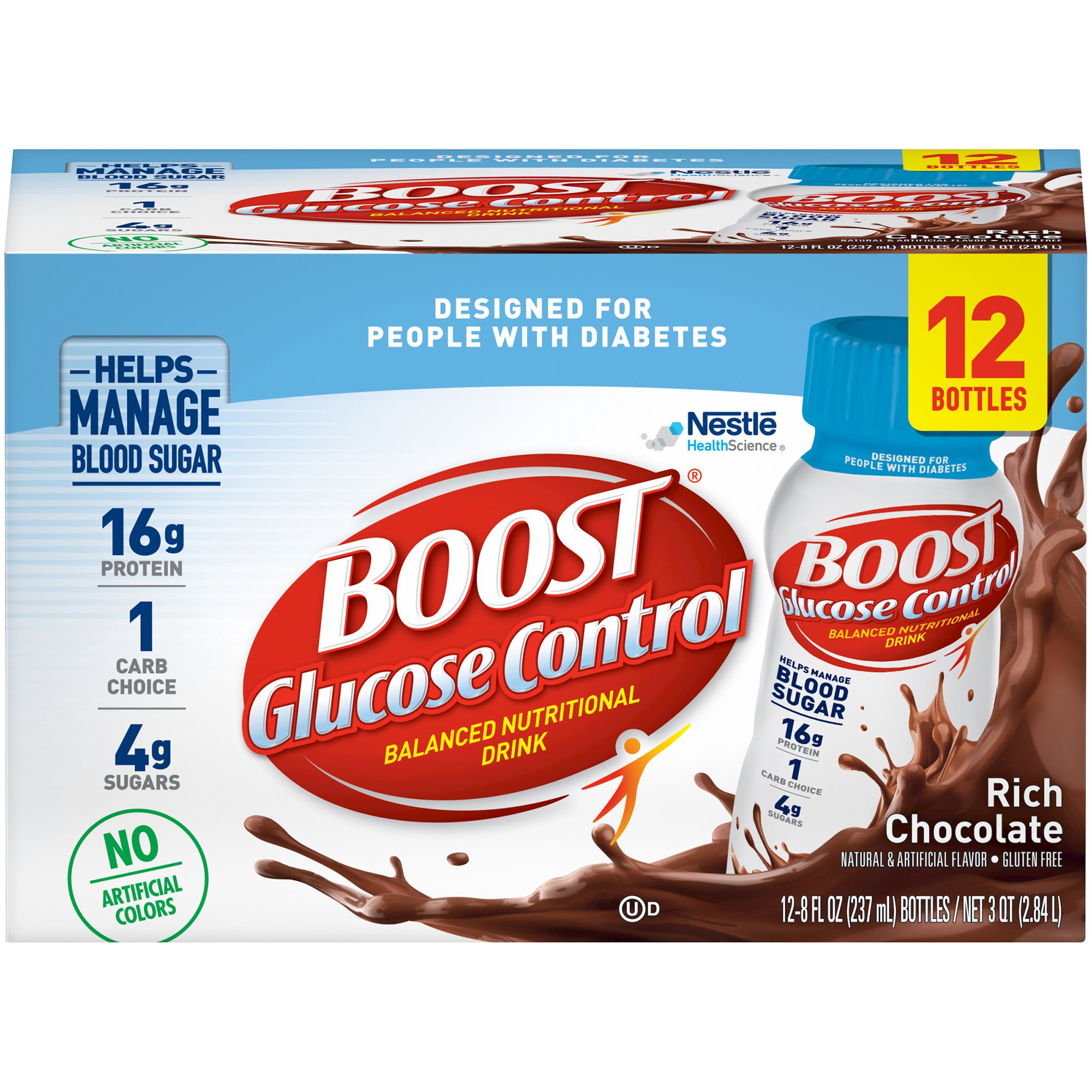 Boost Glucose Control Chocolate Oral Supplement, 8 oz. Bottle, 12 Pack