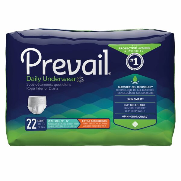 Prevail Daily Underwear Extra Absorbent Underwear, Small (Youth)