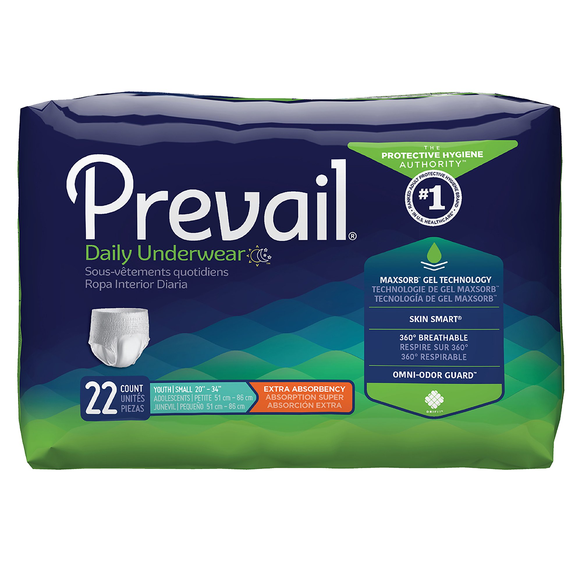 Prevail Daily Underwear Extra Absorbent Underwear, Small (Youth)