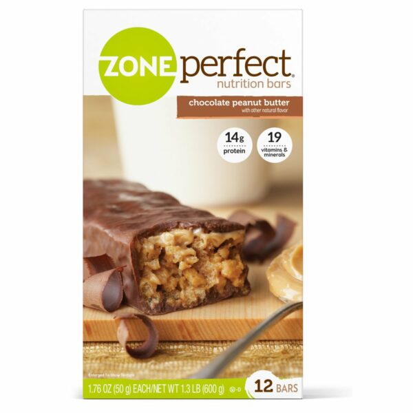 ZonePerfect Chocolate Peanut Butter Nutrition Bar, Individually Wrapped