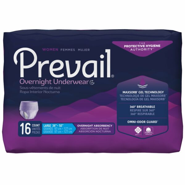 Prevail Women's Overnight Absorbent Underwear, Large